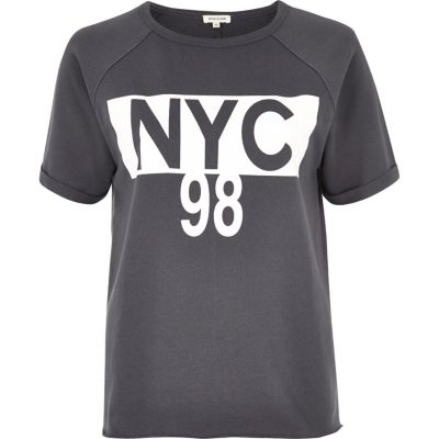 Grey &#39;NYC&#39; print T-shirt